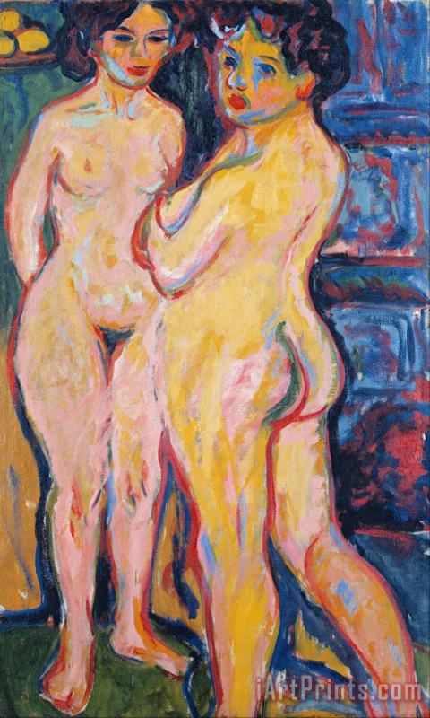 Ernst Ludwig Kirchner Nudes Standing by Stove Art Painting