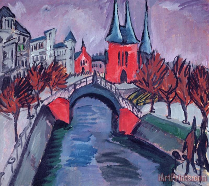 Red Elisabeth Riverbank Berlin painting - Ernst Ludwig Kirchner Red Elisabeth Riverbank Berlin Art Print