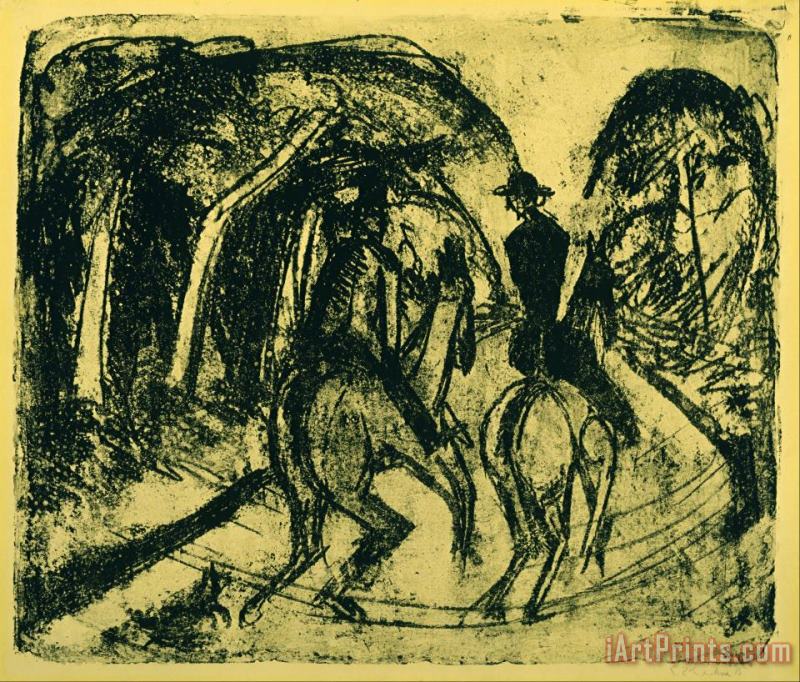 Ernst Ludwig Kirchner Reiter Im Grunewald Art Print