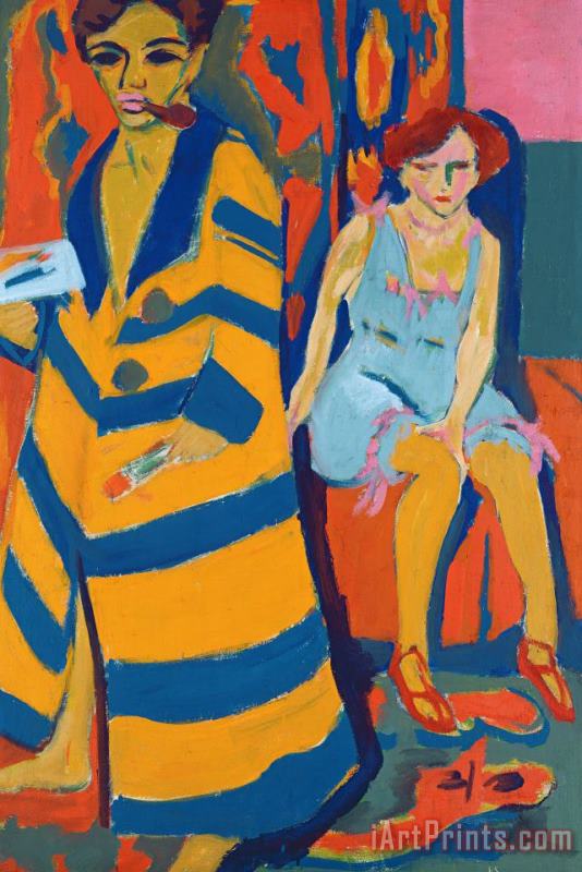 Self Portrait With A Model painting - Ernst Ludwig Kirchner Self Portrait With A Model Art Print