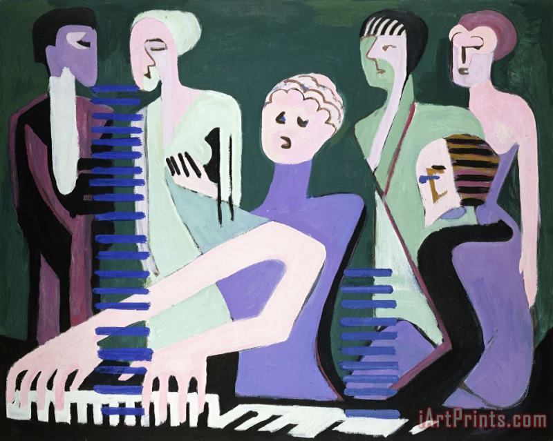 Singer on Piano (pianist) painting - Ernst Ludwig Kirchner Singer on Piano (pianist) Art Print