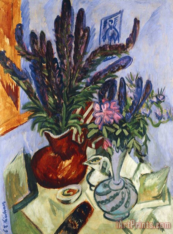 Still Life With A Vase Of Flowers painting - Ernst Ludwig Kirchner Still Life With A Vase Of Flowers Art Print