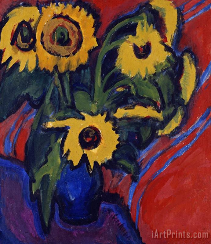 Ernst Ludwig Kirchner Sunflowers Art Painting
