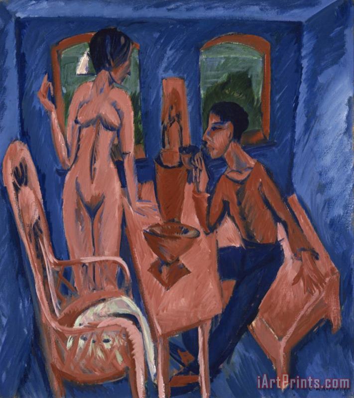 Ernst Ludwig Kirchner Tower Room, Fehmarn (self Portrait with Erna) Art Painting