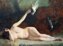 Ernst Philippe Zacharie Woman with Pigeons painting
