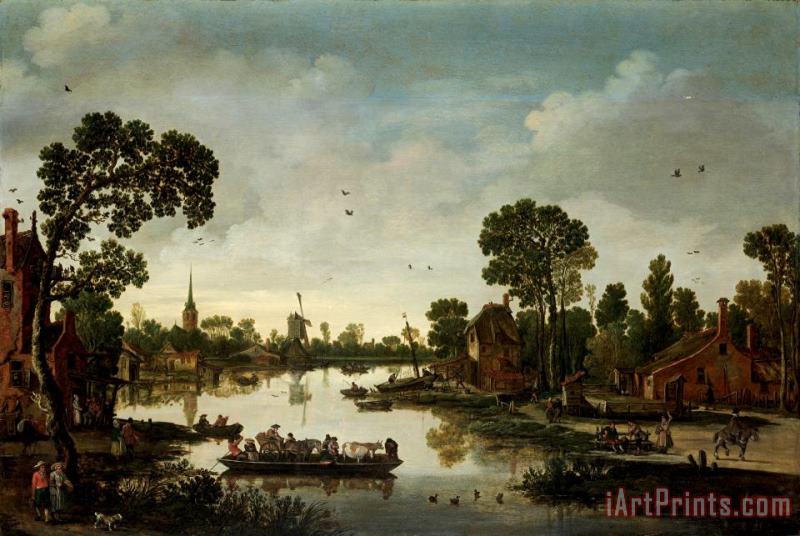 Esaias Van De Velde Het Ponteveer Art Painting