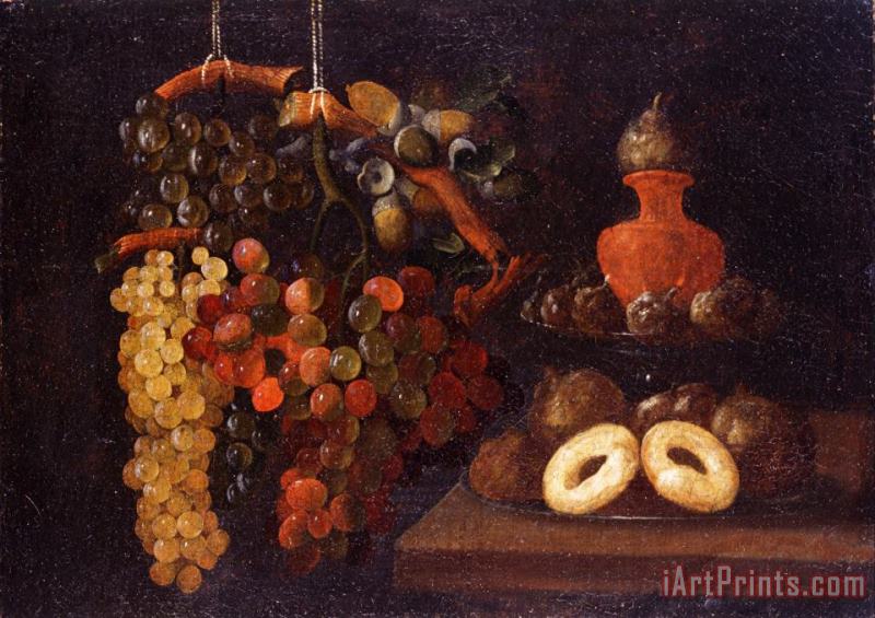 Espinosa, Juan De Life Still with Grapes And Cakes Art Print