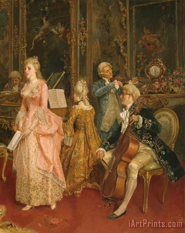 Concert at the time of Mozart painting - Ettore Simonetti Concert at the time of Mozart Art Print