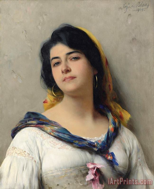 A Young Beauty painting - Eugen von Blaas A Young Beauty Art Print