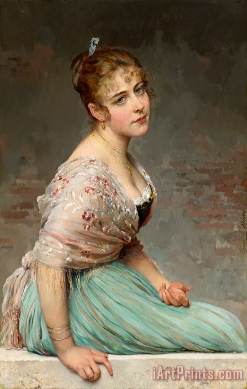 Eugen von Blaas Contemplation, 1893 Art Painting