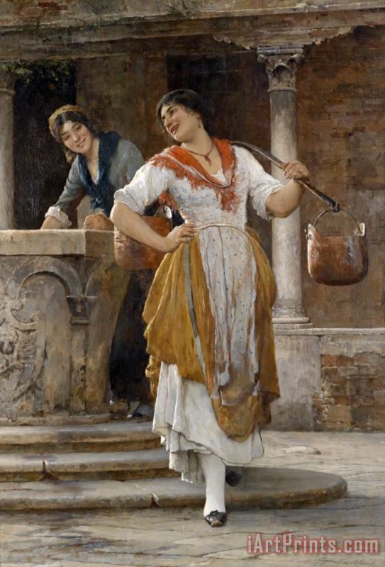 Die Wassertragerin, 1887 painting - Eugen von Blaas Die Wassertragerin, 1887 Art Print