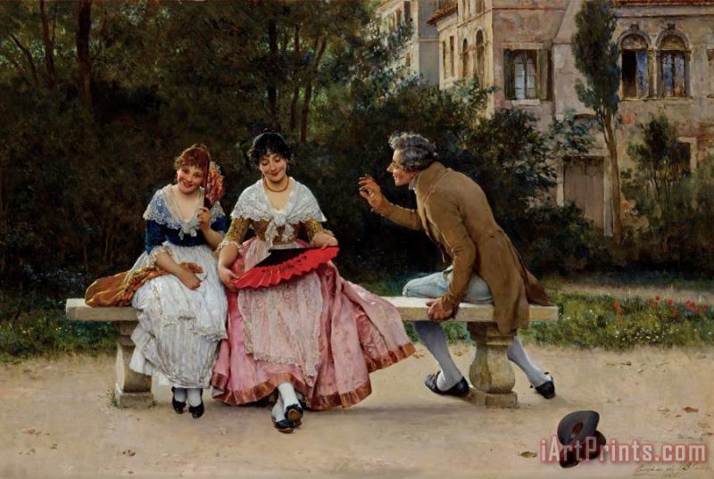 Eugen von Blaas In The Park, 1886 Art Painting