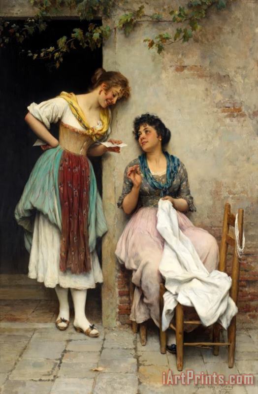 Eugen von Blaas The Love Letter, 1897 Art Painting