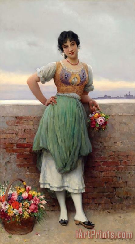 Eugen von Blaas The Venetian Flower Seller Art Painting