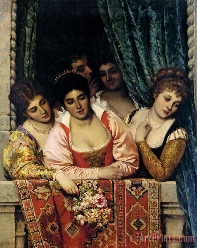 Eugen von Blaas Venetian Ladies on a Balcony, 1875 Art Painting