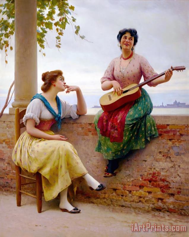 Eugen von Blaas Venetian Melody, 1910 Art Painting