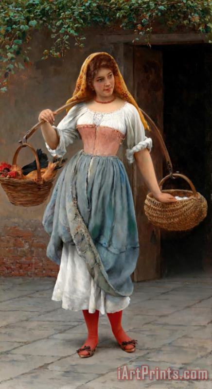 Eugen von Blaas Venezianerin Am Weg Zum Markt, 1899 Art Painting