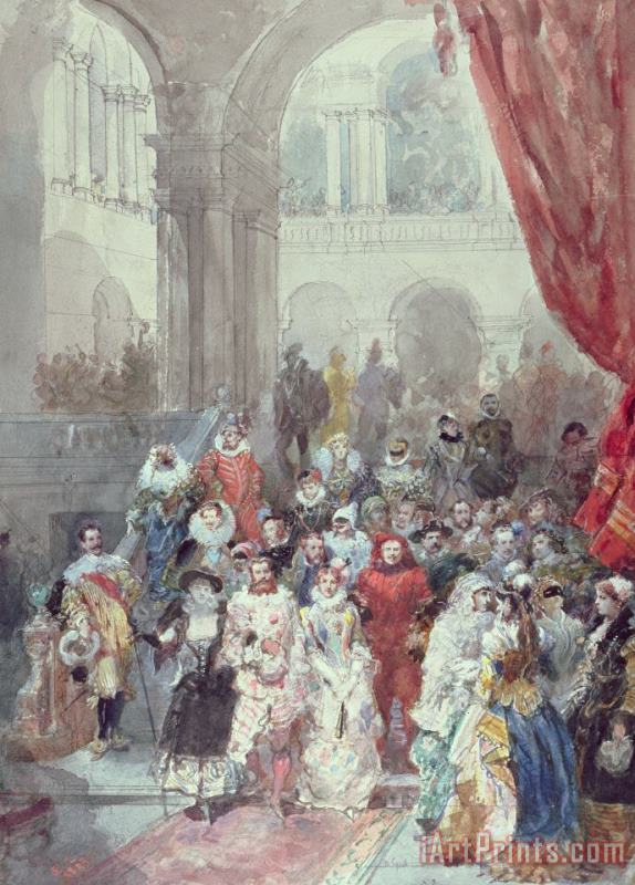 Study for a costume ball given by the Princess of Sagan painting - Eugene-Louis Lami Study for a costume ball given by the Princess of Sagan Art Print
