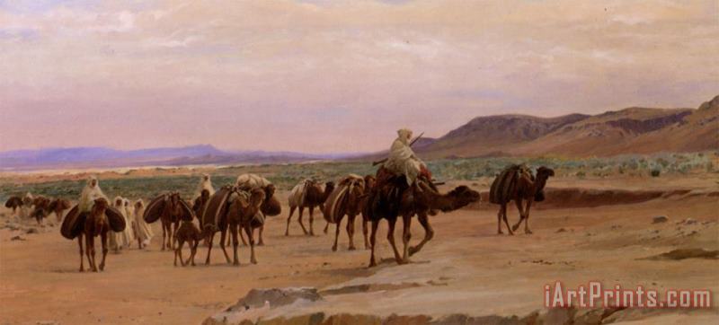 Eugene Alexis Girardet Caravannes De Sel Dans Le Desert Art Print