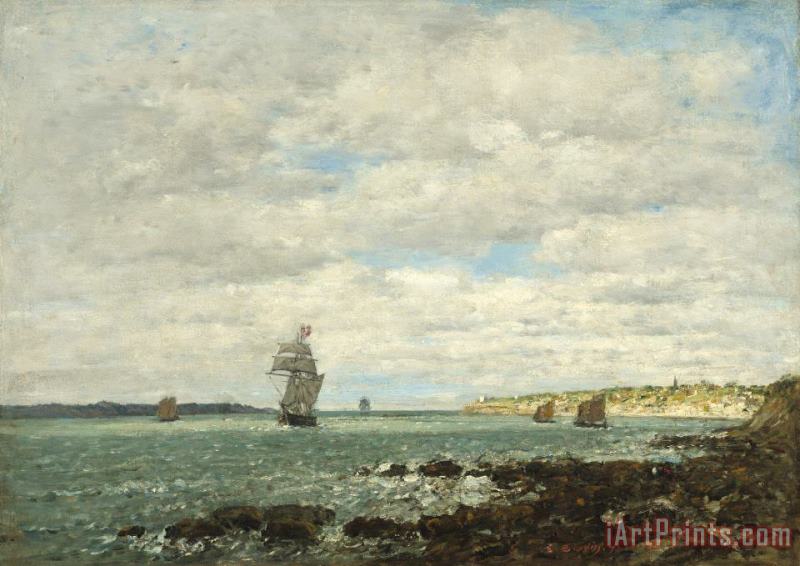 Coast of Brittany painting - Eugene Boudin Coast of Brittany Art Print