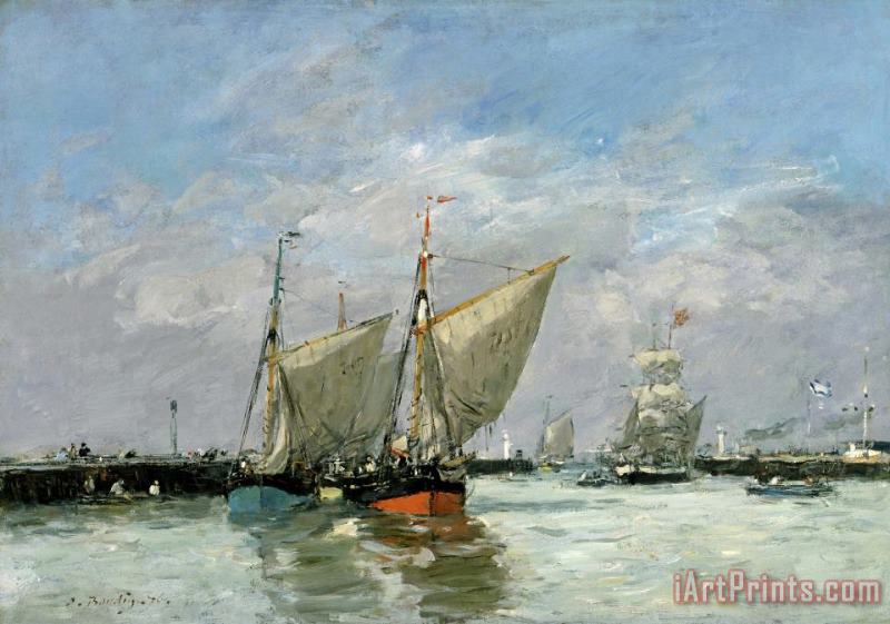 Trouville, The Jetties, High Tide painting - Eugene Boudin Trouville, The Jetties, High Tide Art Print