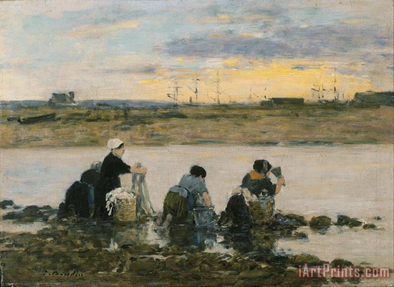 Eugene Boudin Washerwomen by The River Art Painting
