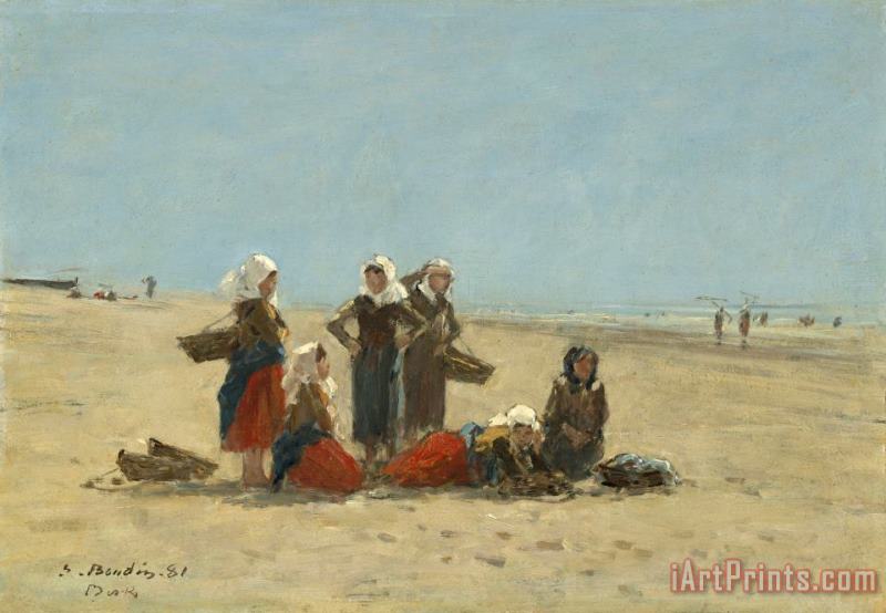 Eugene Boudin Women on The Beach at Berck Art Print