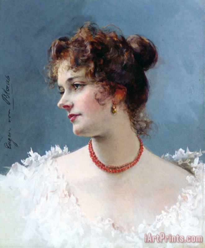 Eugene De Blaas Portrait of a Lady Art Painting