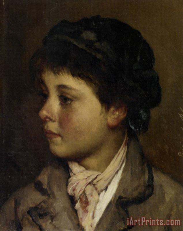 Eugene De Blaas Portrait of a Young Boy Art Painting