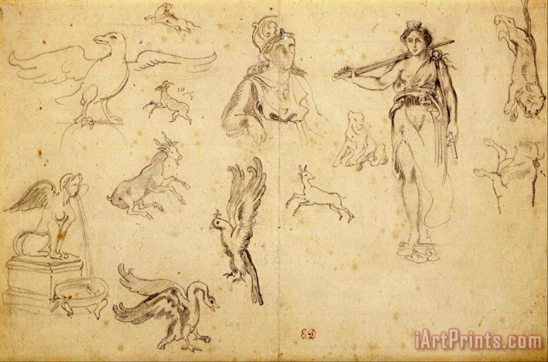 Eugene Delacroix Animal And Figure Studies Art Print