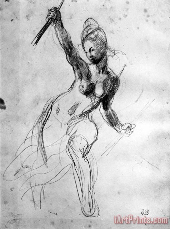 Female Nude, Study for Liberty Leading The People painting - Eugene Delacroix Female Nude, Study for Liberty Leading The People Art Print