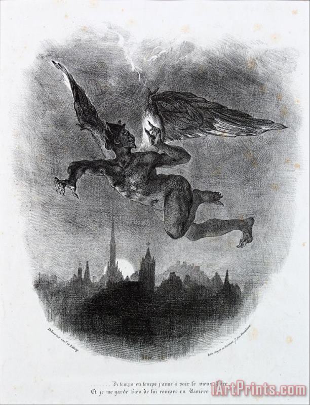 Eugene Delacroix Mephistopheles in The Sky Art Print