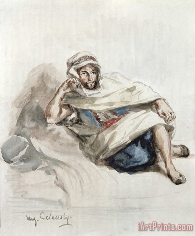 Eugene Delacroix Seated Arab (w/c on Paper) Art Painting