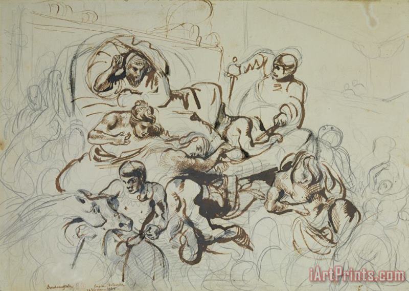 Eugene Delacroix Study for The Death of Sardanapalus Art Print