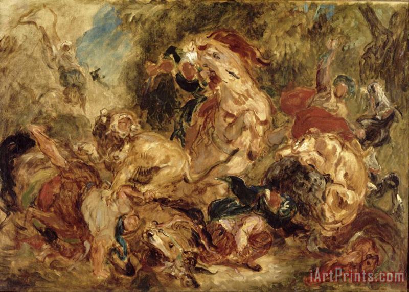 Eugene Delacroix The Lion Hunt Art Print