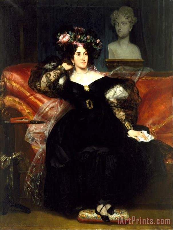 Eugene Deveria Portrait of Mme. Jule Antoine Droz Art Painting