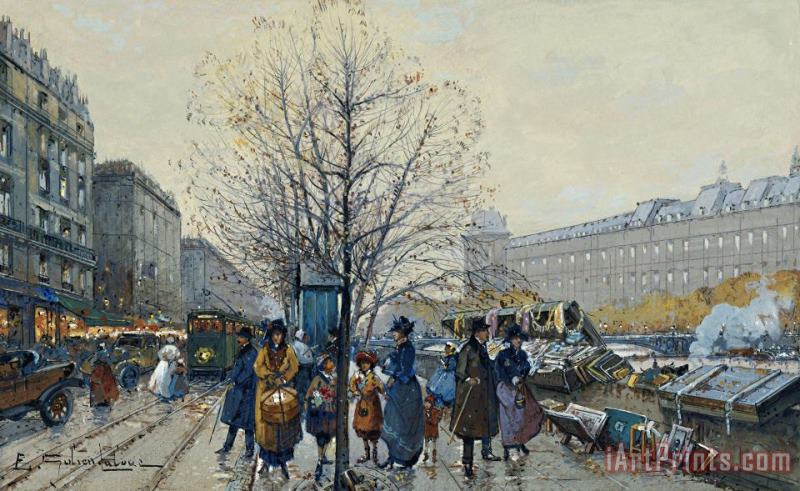 Eugene Galien-Laloue Quai Malaquais Paris Art Painting