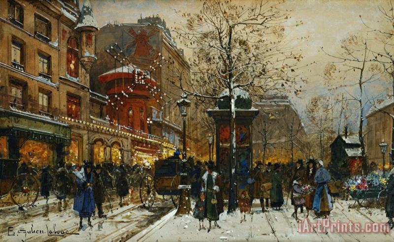 The Moulin Rouge Paris painting - Eugene Galien-Laloue The Moulin Rouge Paris Art Print