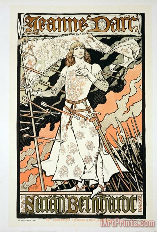 Reproduction of a Poster Advertising Joan of Arc painting - Eugene Grasset Reproduction of a Poster Advertising Joan of Arc Art Print