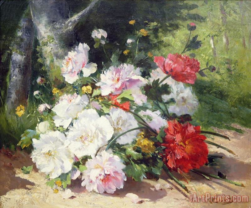 Still Life of Flowers painting - Eugene Henri Cauchois Still Life of Flowers Art Print