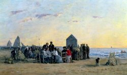 Eugene Louis Boudin Beach Scene at Trouville - Sunset painting