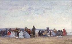 Eugene Louis Boudin Beach Scene near Trouville painting