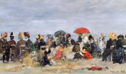 Eugene Louis Boudin Figures on a Beach painting