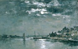 Eugene Louis Boudin Moonlit Seascape painting