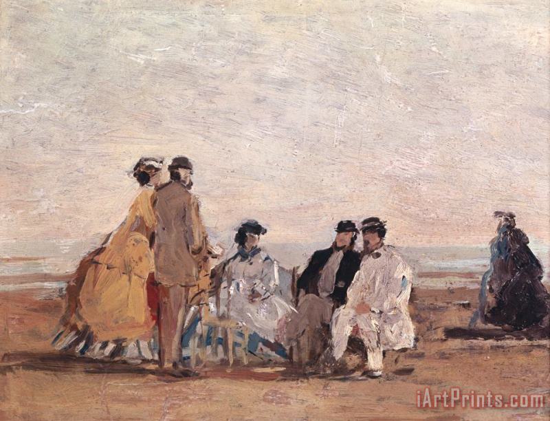 Eugene Louis Boudin On the Beach at Trouville Art Print