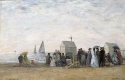Eugene Louis Boudin The Beach at Trouville painting