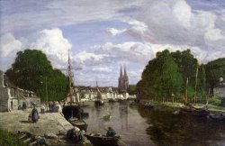 Eugene Louis Boudin The Port at Quimper painting