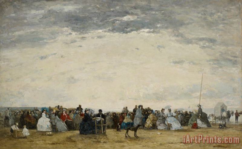 Eugene Louis Boudin Vacationers On The Beach At Trouville Art Print