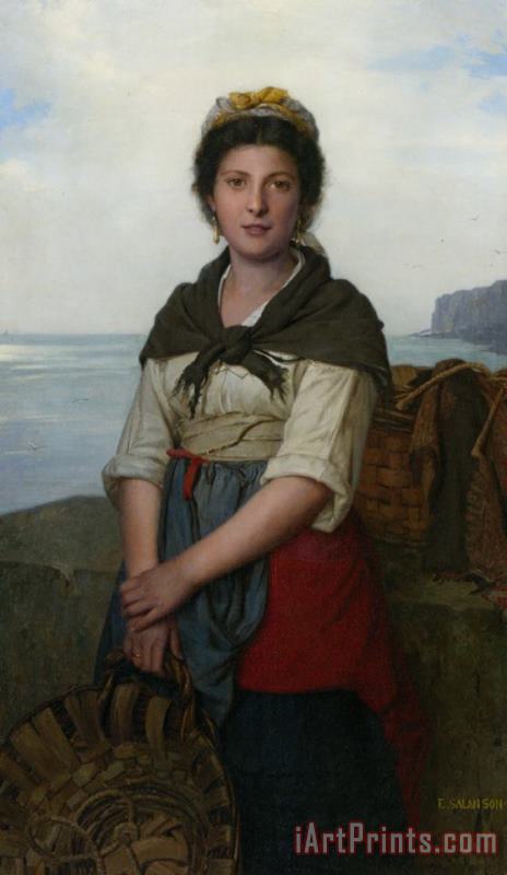 The Fishergirl painting - Eugenie Marie Salanson The Fishergirl Art Print