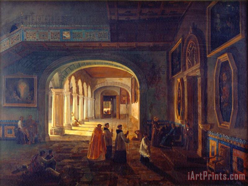 Eugenio Landesio The Antesacristy of The Franciscan Convent Art Painting